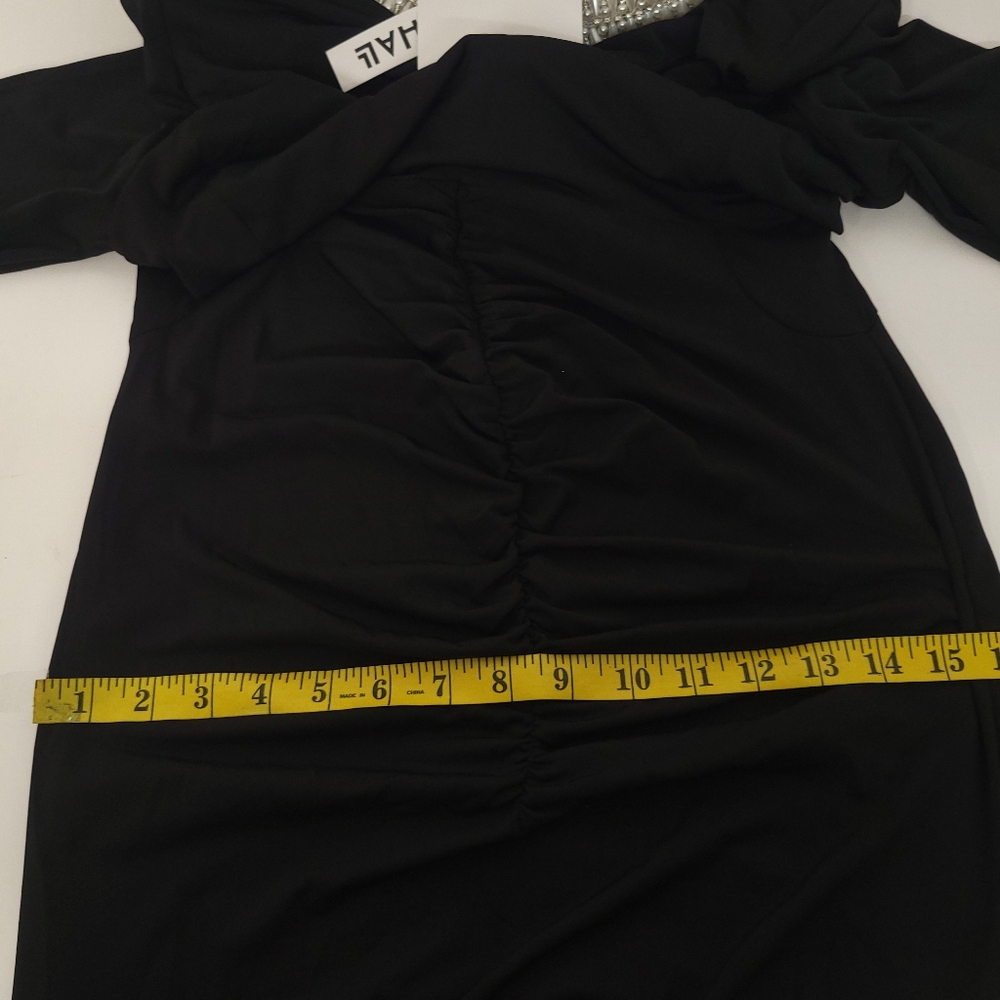 NOWT Catchall Christina Black Pearl Decorated LongSleeve Dress, Sz L - Picture 15 of 16